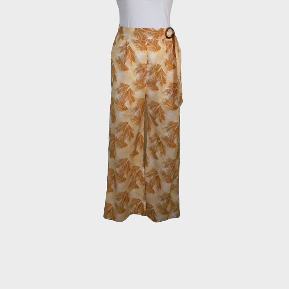 Francesca’s Blue Rain Boho Wide Leg Palm tree Floral Pants‎ large NWT